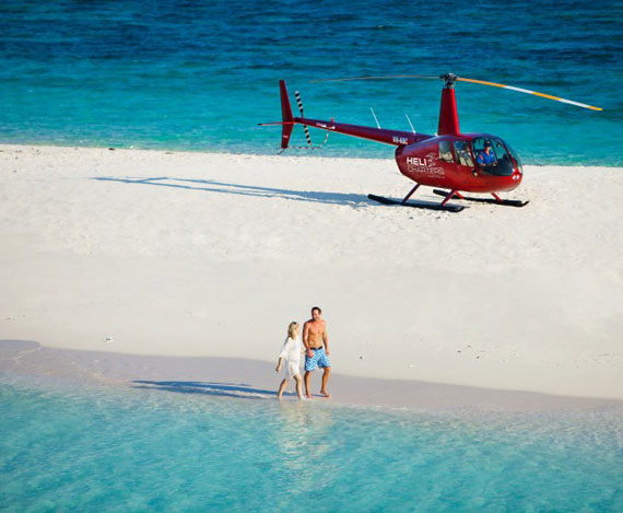Helicopter Couple Beach Private Flights Dominican Republic